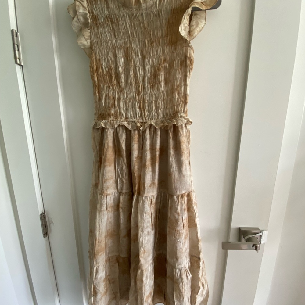 Moon River Beige Textured Midi Dress Size XS